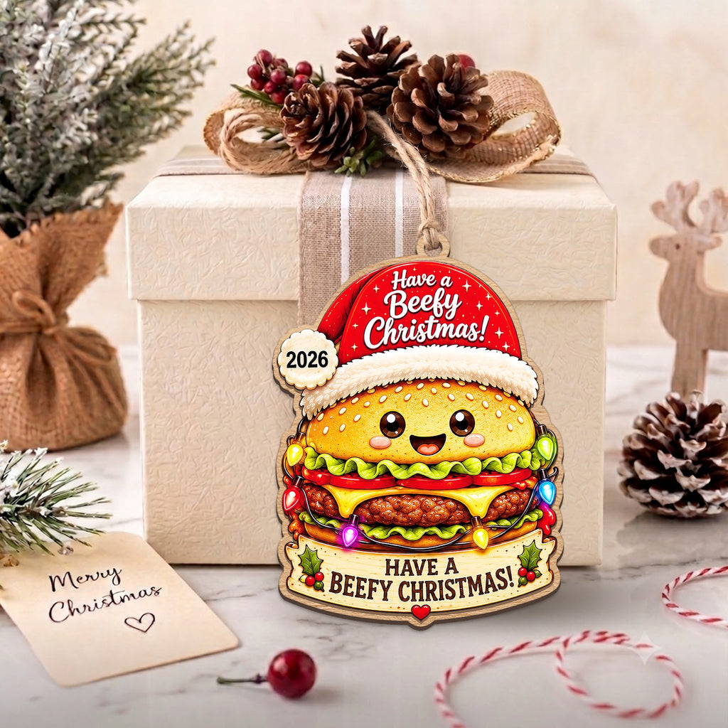 Cheeseburger Wood Christmas Ornament