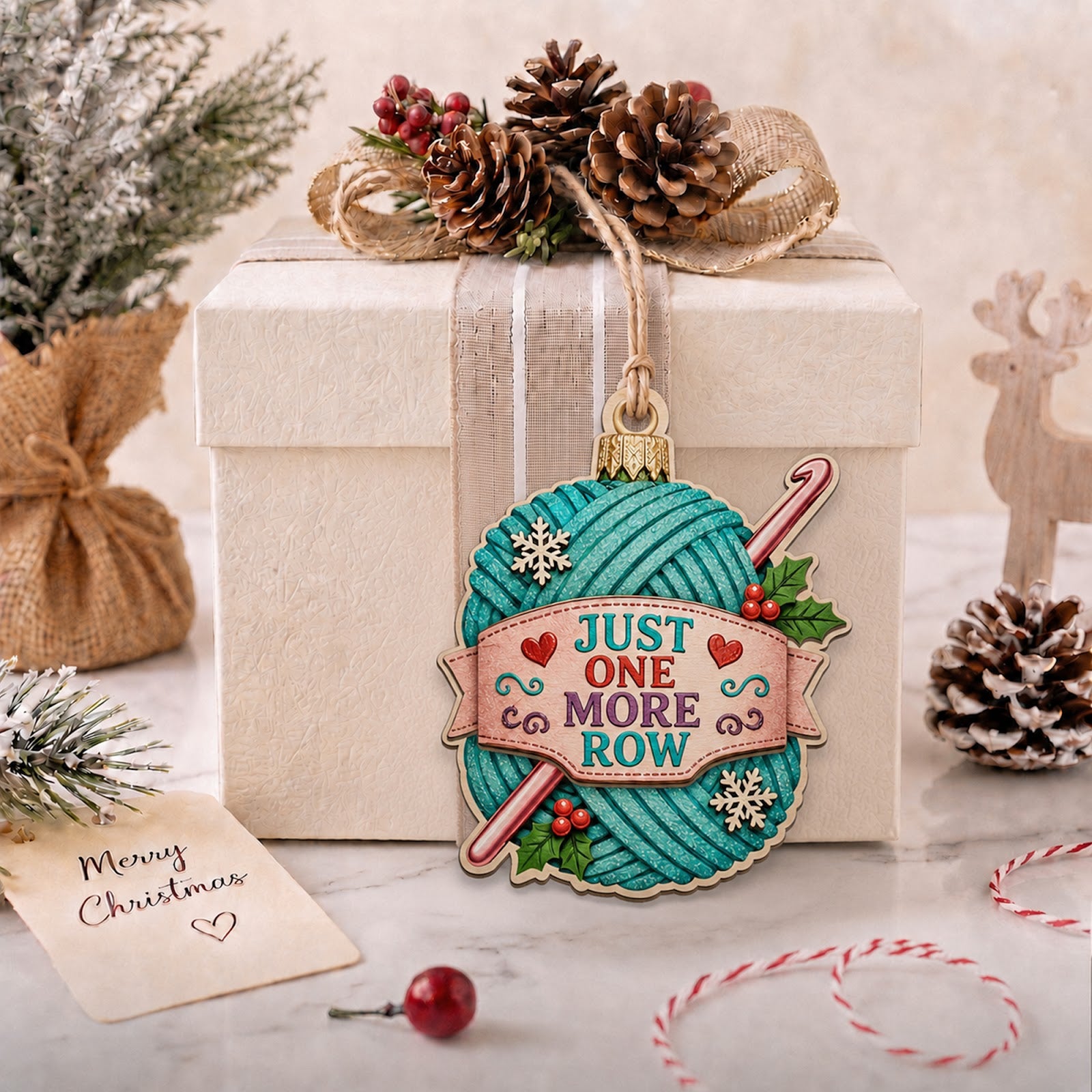 Crochet Wood Christmas Ornament