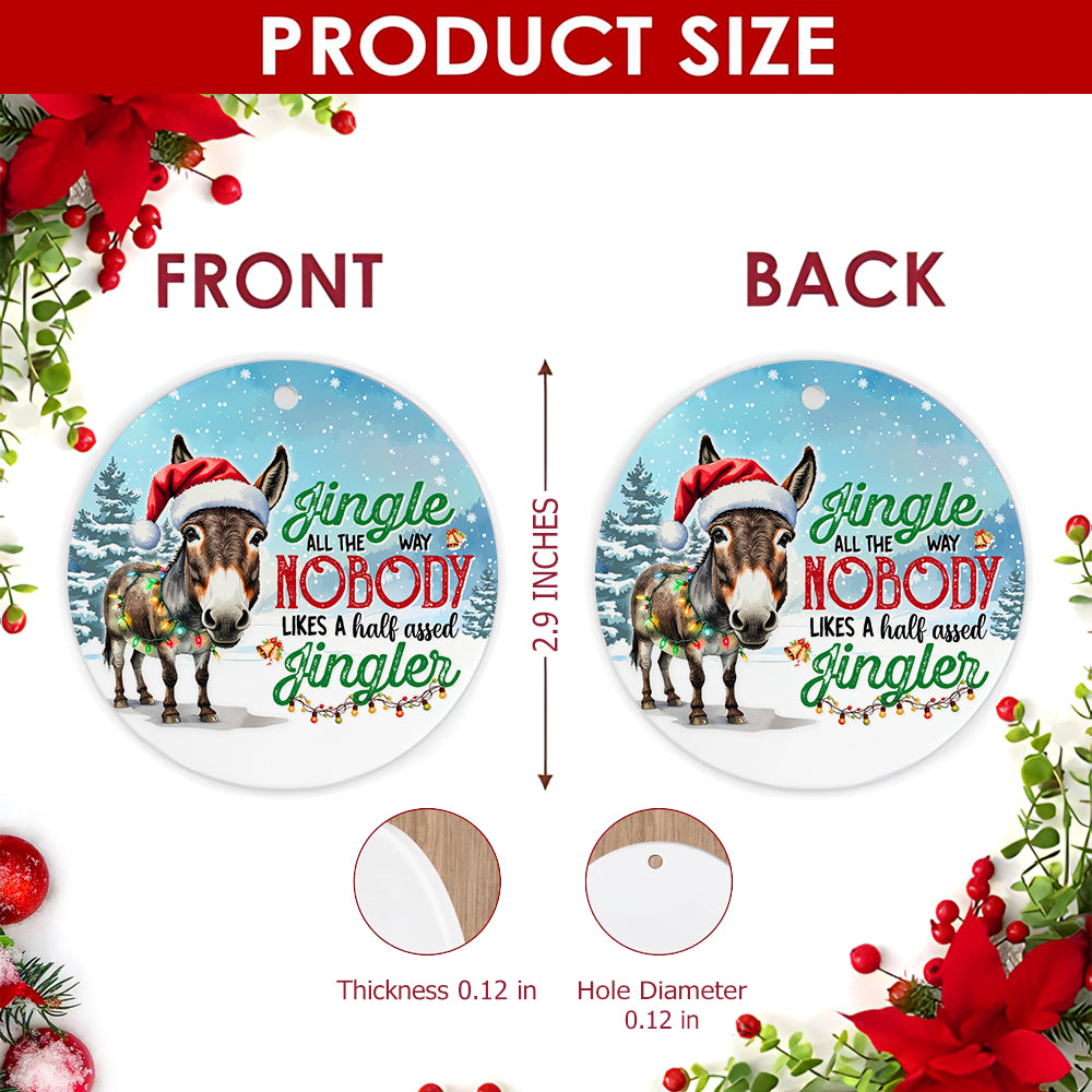 Donkey Christmas Ornament, Funny Farm Animal Novelty Gift, Ceramic Hanging Tree Decoration