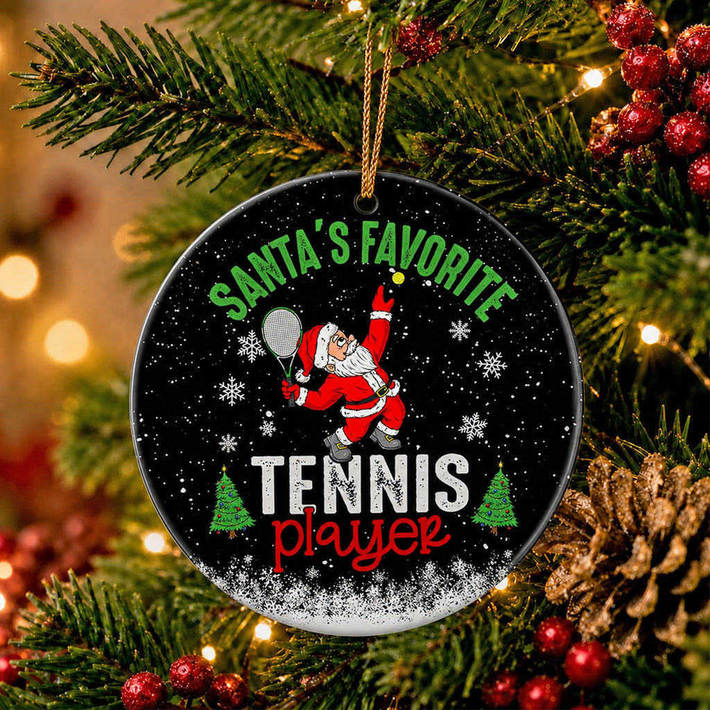 Tennis Christmas Ornament, Santas Favorite Player Gift, Ceramic Hanging Tree Decoration