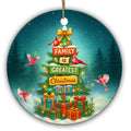 Family Is the Greatest Christmas Gift. Wooden Sign Tree Ringed by Cardinals, Ceramic Family Keepsake.