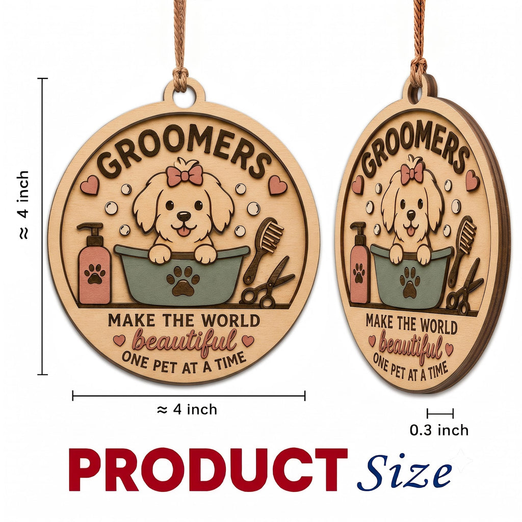 Pet Groomer Wood Christmas Ornament