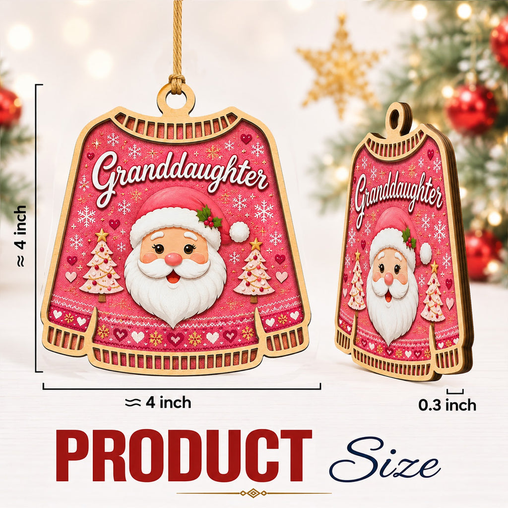 Granddaughter Christmas Ornament, Grandparent Gift For Girl, Wood Hanging Tree Decoration