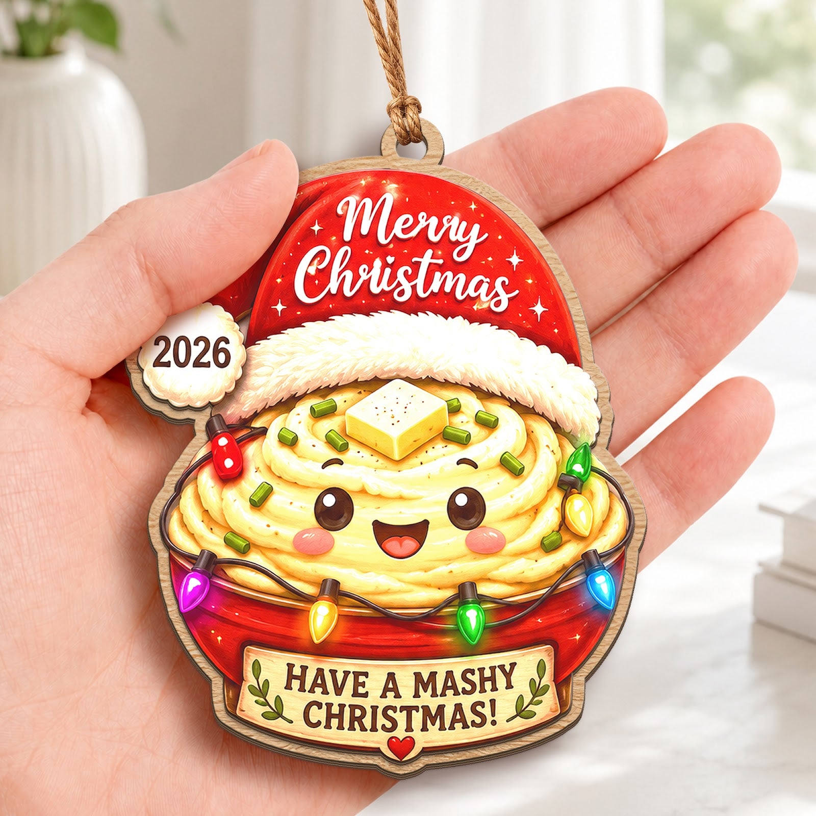 Mashed Potato Wood Christmas Ornament
