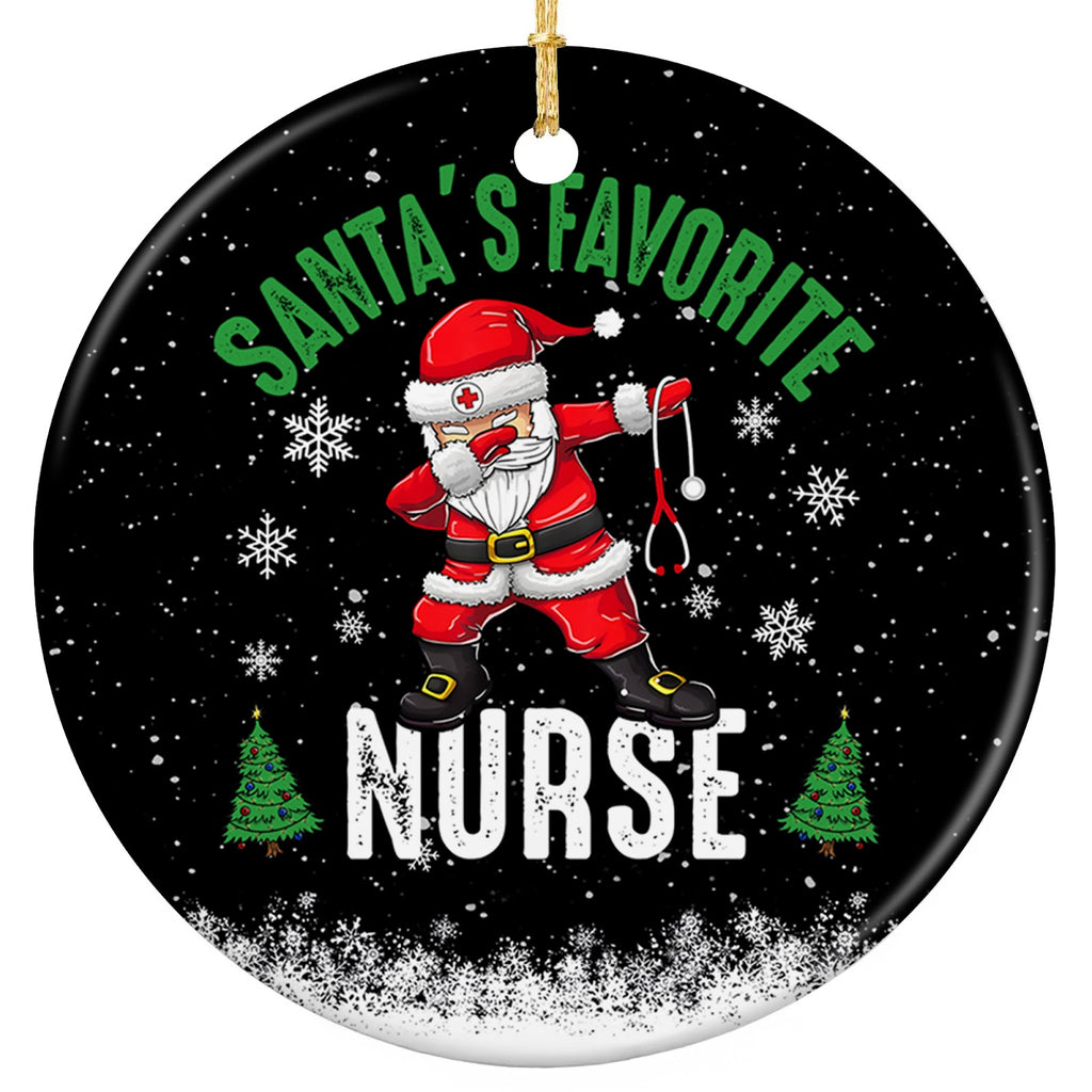 Santa Dabbing With a Stethoscope in Hand. Ceramic Keepsake for RNs, LPNs, CNAs and Hospital Staff.