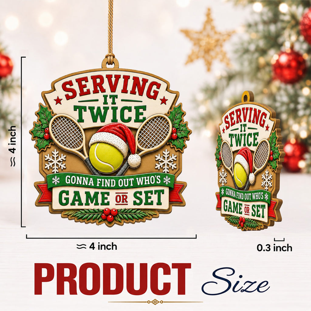 Tennis Crossed Rackets Wood Christmas Ornament