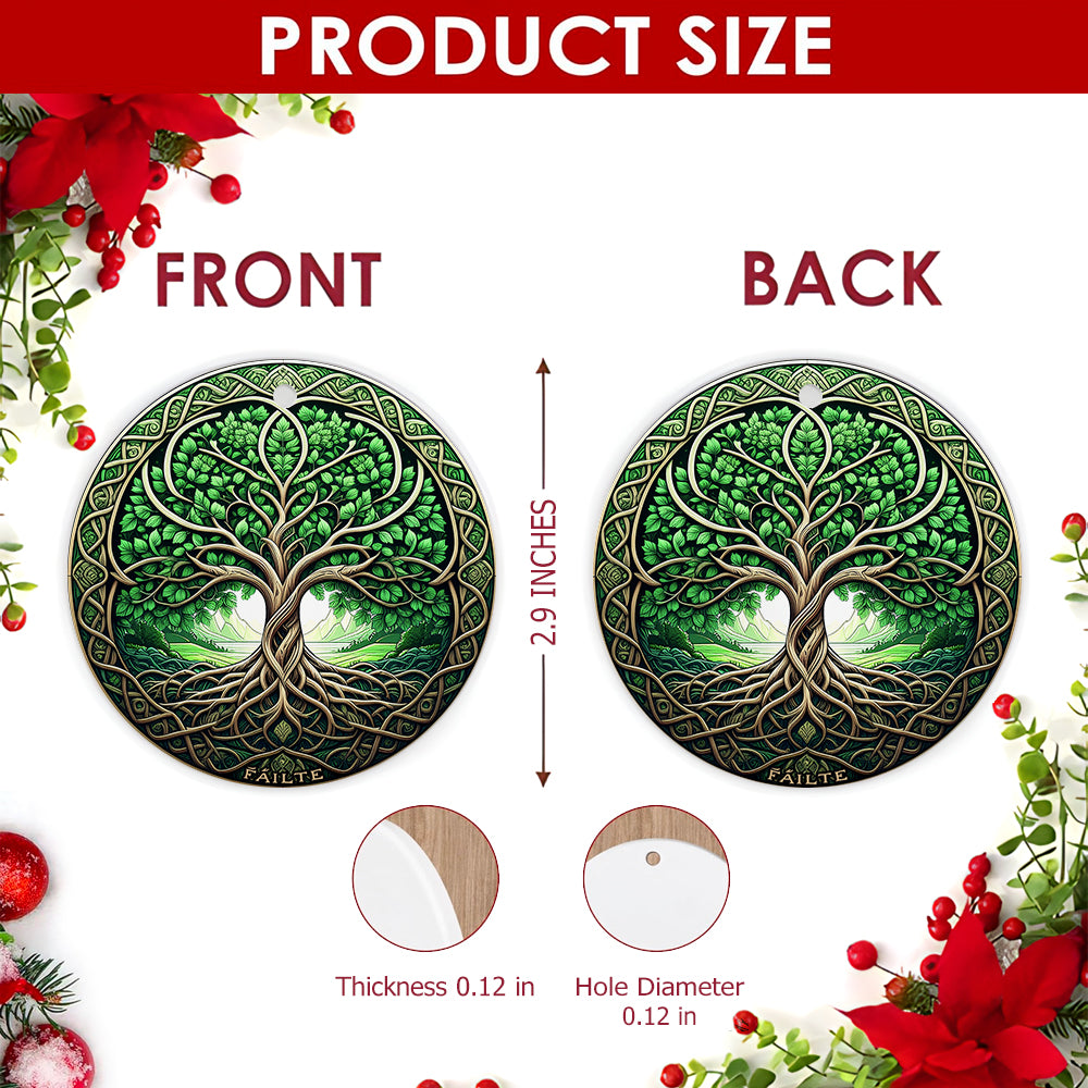 Celtic Christmas Ornament, Tree Of Life Failte Welcome, Ceramic Hanging Tree Decoration