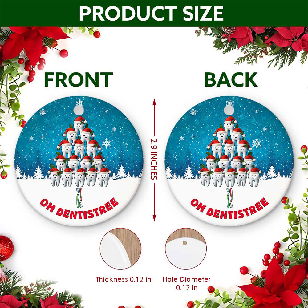 Dentist Christmas Ornament, Oh Dentistree Tooth Tree, Ceramic Hanging Tree Decoration
