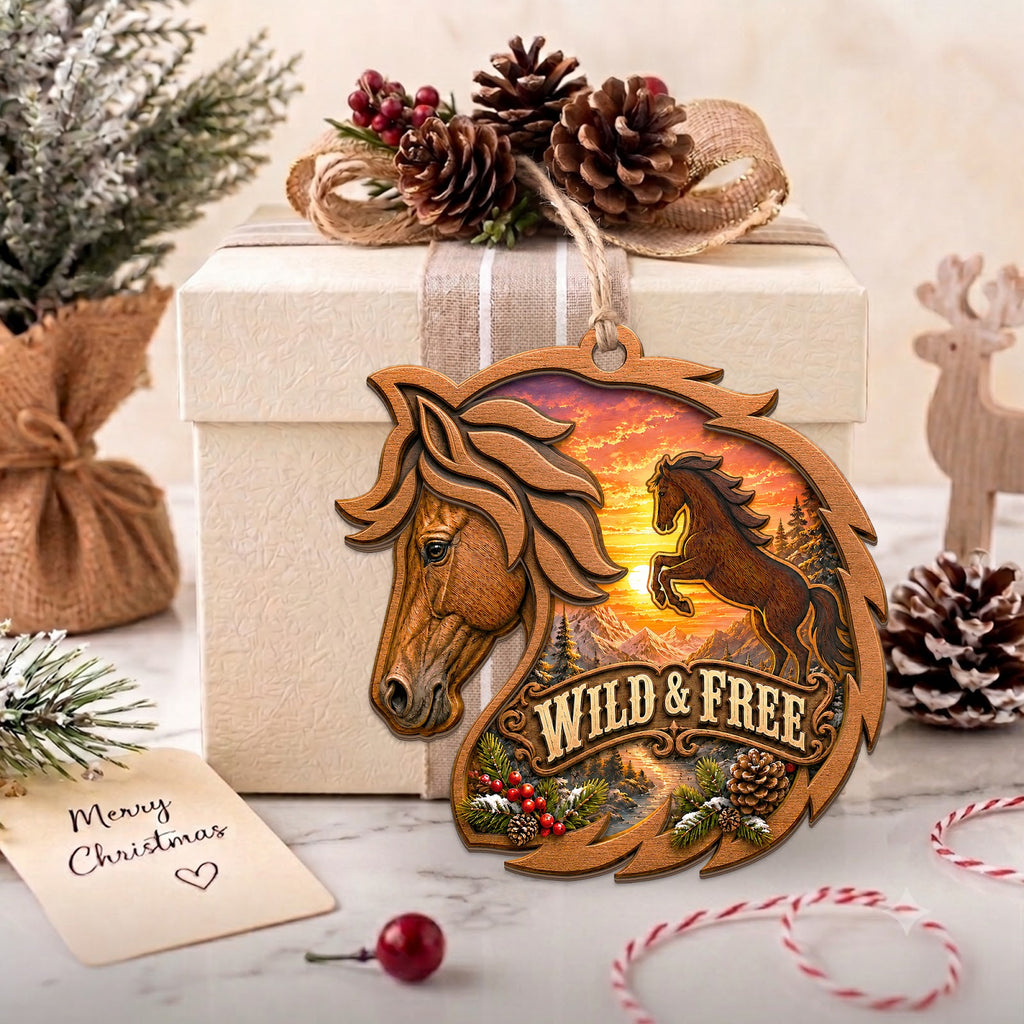 Horse Christmas Ornament, Stocking Stuffer For Horse Lover, Wood Hanging Tree Decoration
