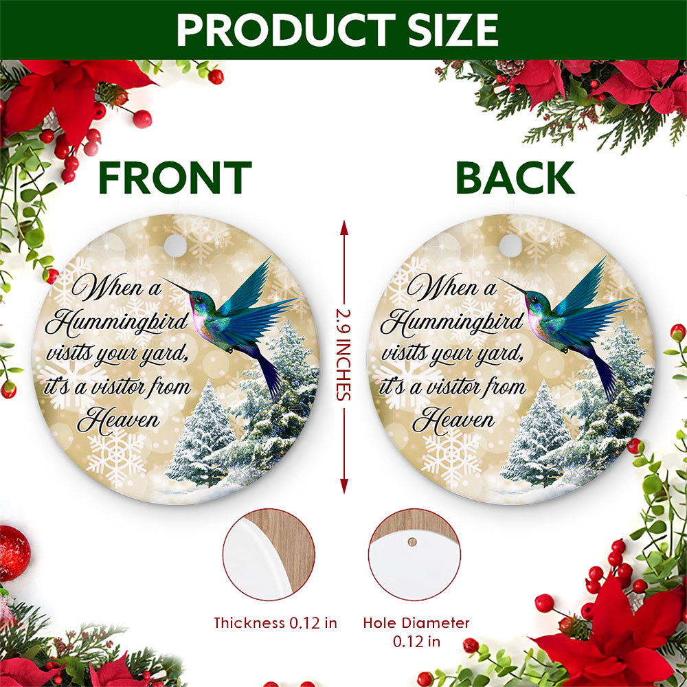 Hummingbird Visitor Christmas Ornament, Remembrance Keepsake Gift, Ceramic Tree Decoration