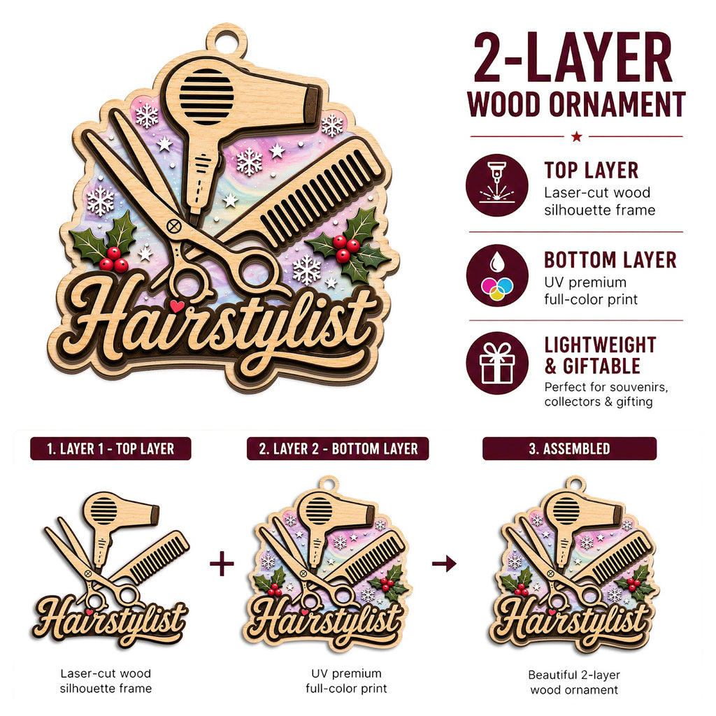 Hairstylist Wood Christmas Ornament