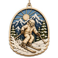 Oval Scene Engraves A Skier Planting Poles Beneath Sunlit Snowy Peaks. Great Gift For Skiers And Winter Sports Fans.