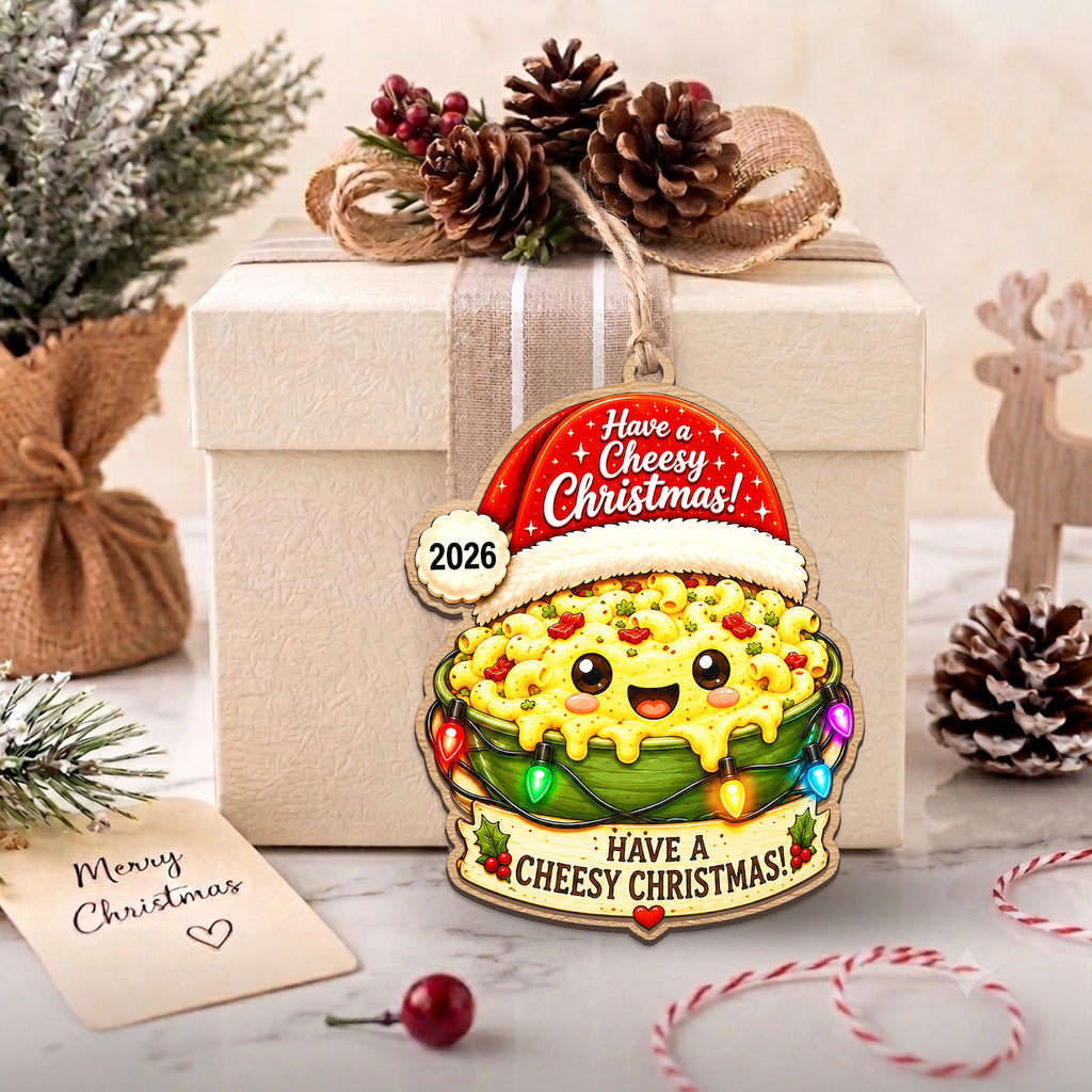 Mac And Cheese Wood Christmas Ornament