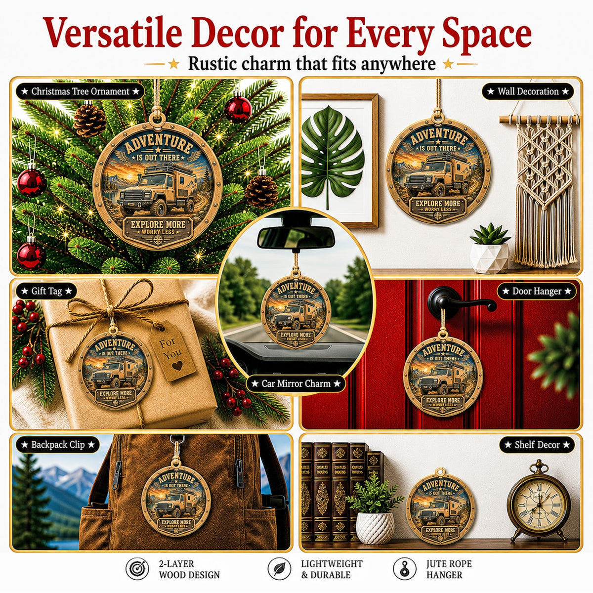 Overland Camper Off Road Travel Christmas Ornament, Off-Road Explorer Keepsake, Wood Ornament