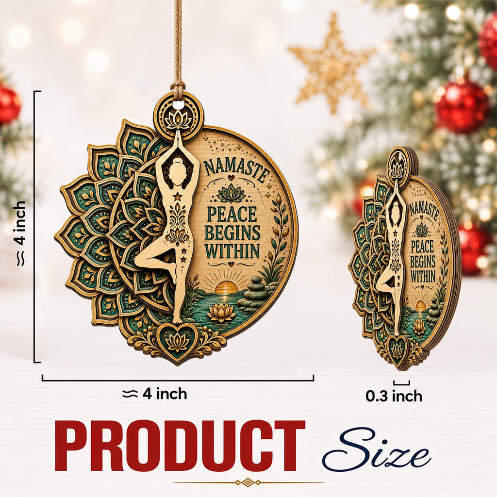 Yoga Mandala Wood Christmas Ornament