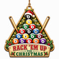 Triangular Rack Of Balls Forms A Tree With The Santa Hatted 8 Ball On Top. Great Gift For Pool Players And Game Room Own