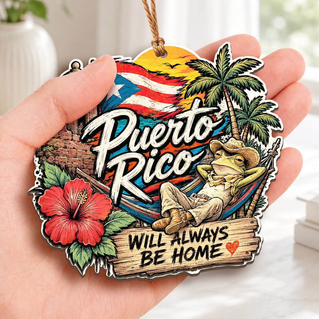 Puerto Rico Christmas Ornament, El Morro San Juan Souvenir Gift, Wood Hanging Tree Decoration