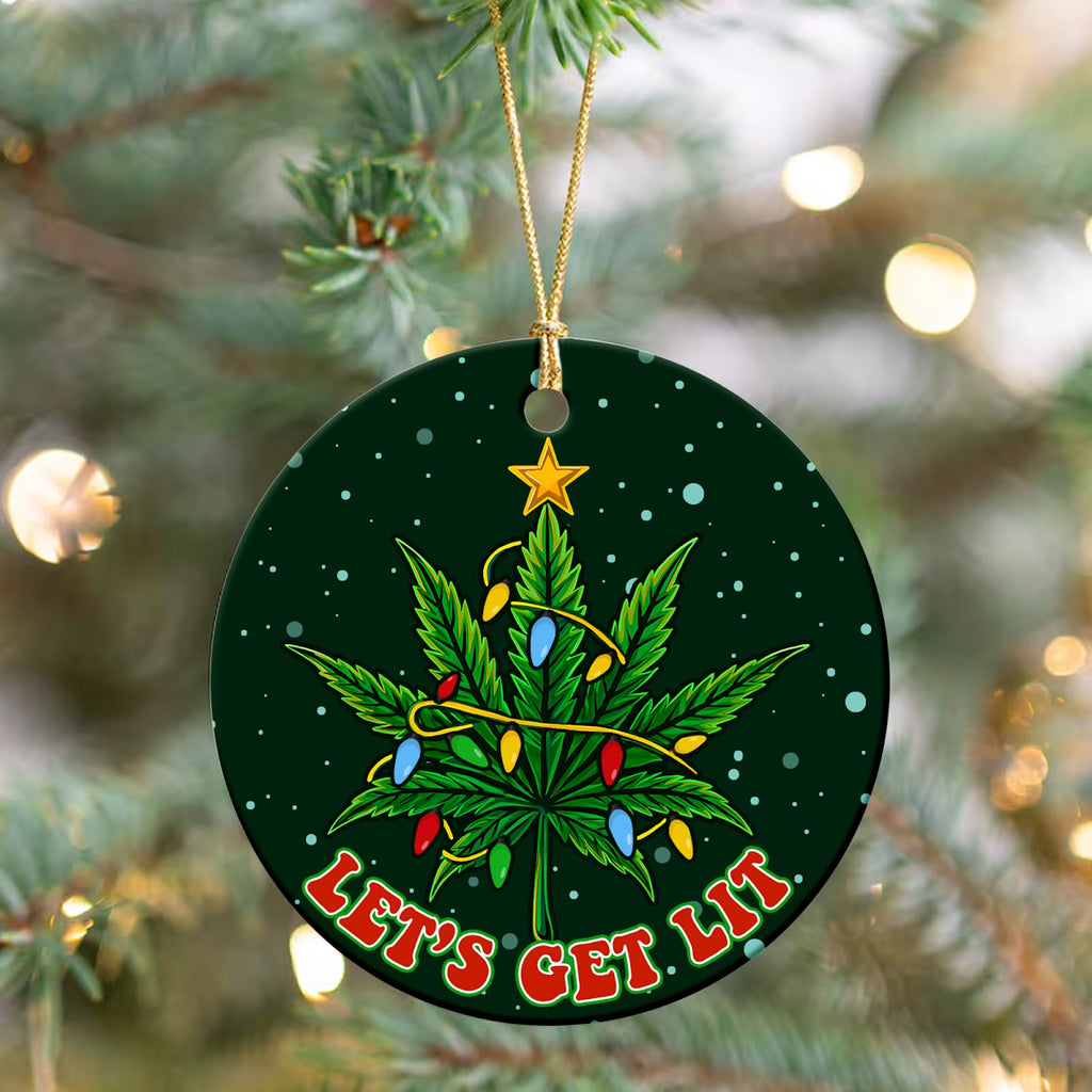 Funny Christmas Ornament, Green Leaf Tree Adult Gag, Ceramic Hanging Tree Decoration