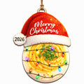 Deviled Egg Wears A Santa Hat With Chives And Christmas Lights. Fun Gift For Foodies And Brunch Fans.