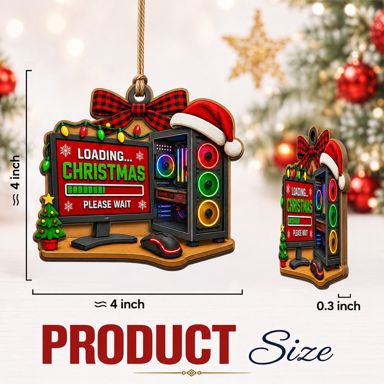 Gamer Wood Christmas Ornament