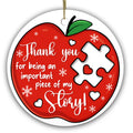 Thank You for Being an Important Piece of My Story. Red Apple and Puzzle Piece, Ceramic Thank You Keepsake.