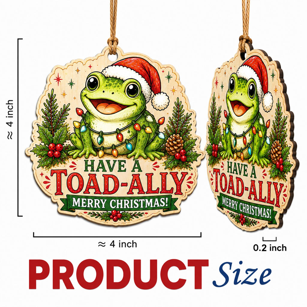 Frog Christmas Ornament, Stocking Stuffer For Frog Fan, Wood Hanging Tree Decoration