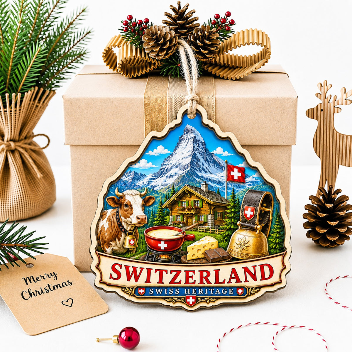 India Christmas Ornament, Taj Mahal Agra Travel Souvenir Gift, Wood Hanging Tree Decoration