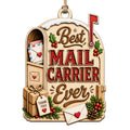 Snow Topped Mailbox Spills Letters And A Thank You Parcel Beside Holly. Great Gift For Postal Workers.