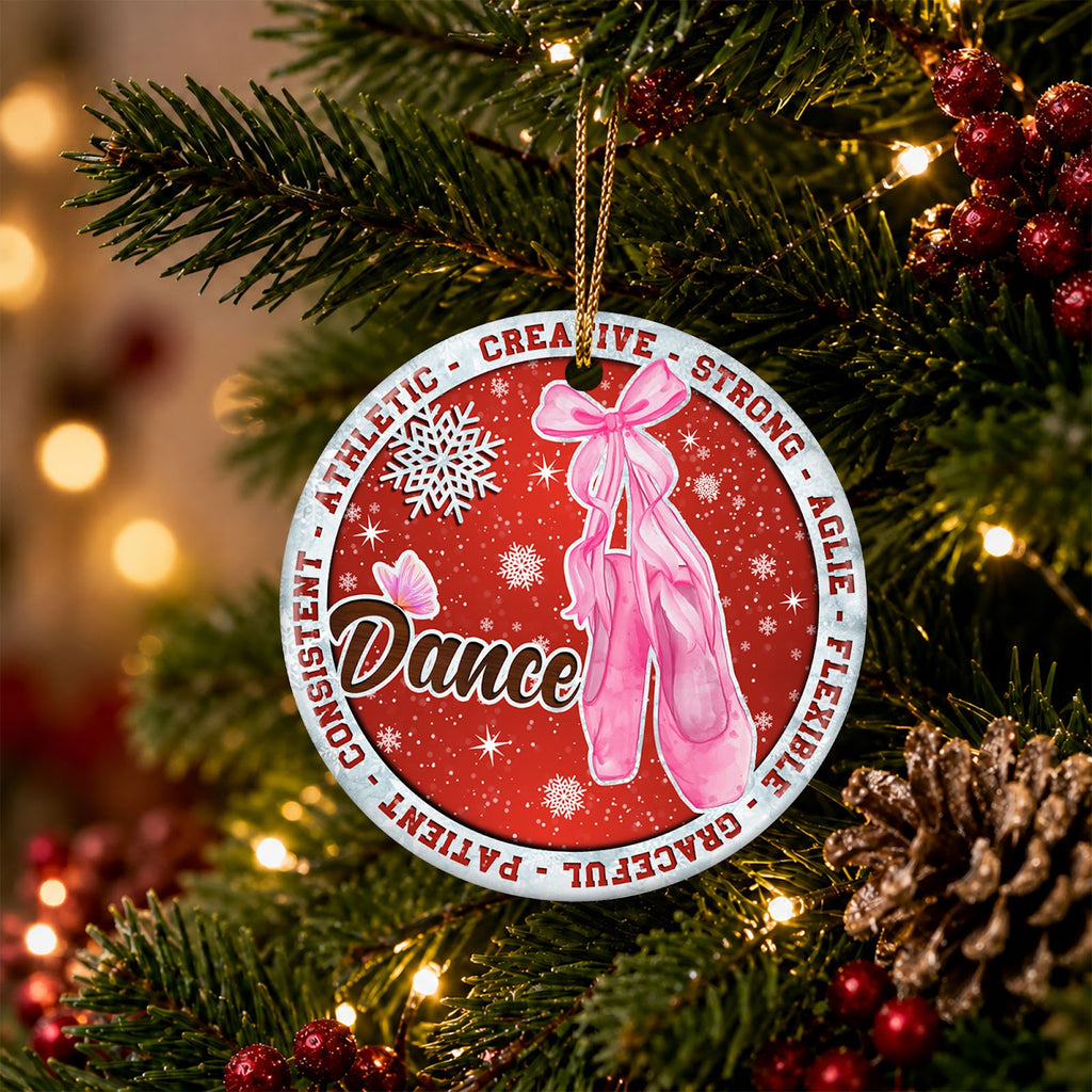 Dance Christmas Ornament, Ballet Pointe Shoes Gift Idea, Ceramic Hanging Tree Decoration