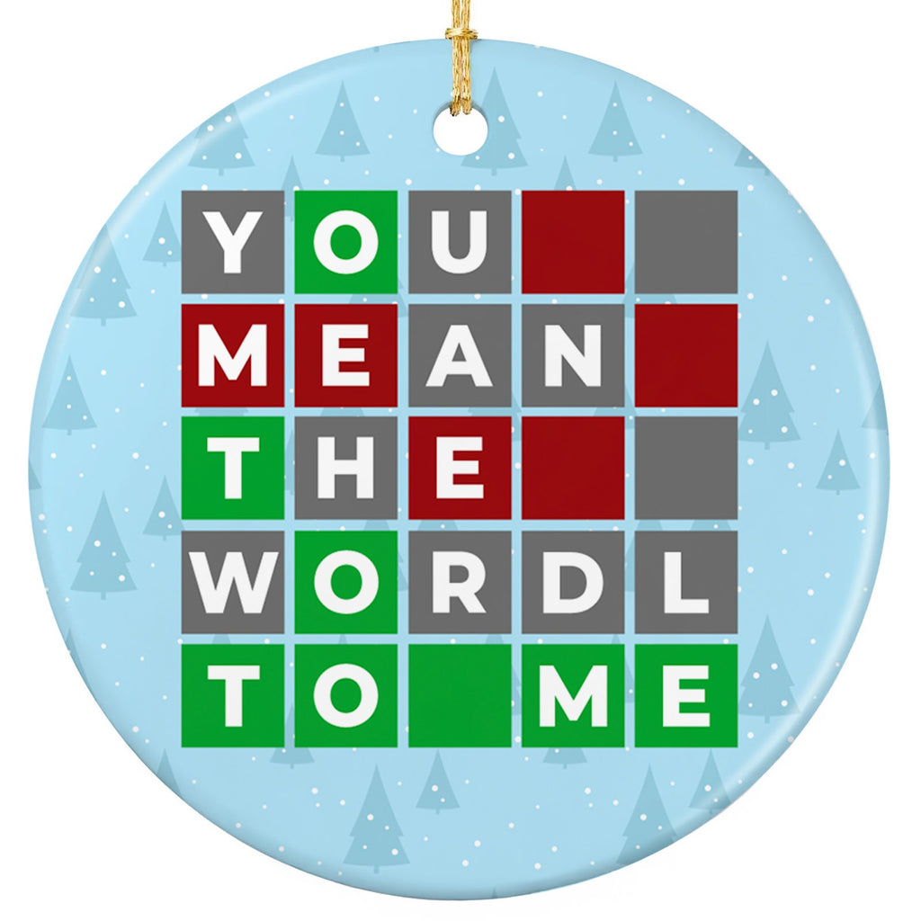 Green and Grey Puzzle Tiles Spelling a Sweet Message. Ceramic Keepsake for Daily Word Puzzle Players.