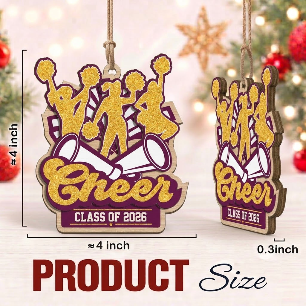 Cheerleader Wood Christmas Ornament