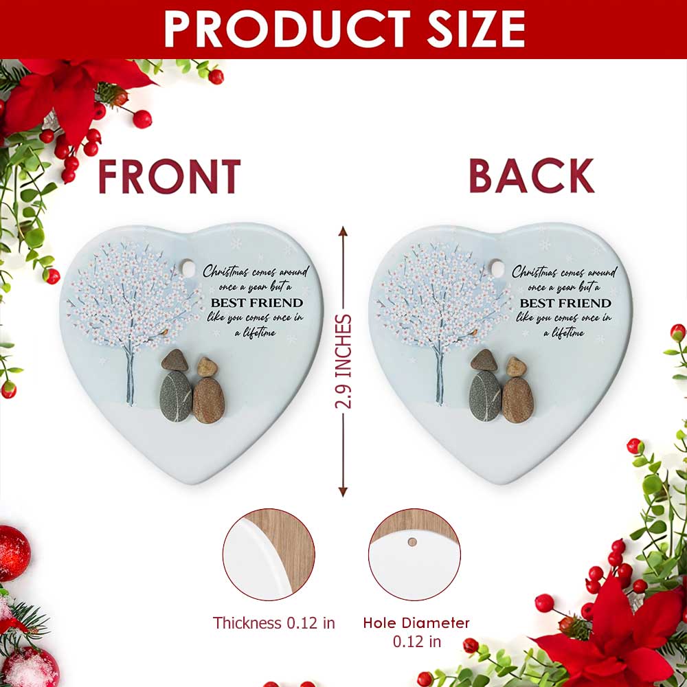 Best Friend Christmas Ornament, Heart Shaped Bestie Gift, Ceramic Hanging Tree Decoration