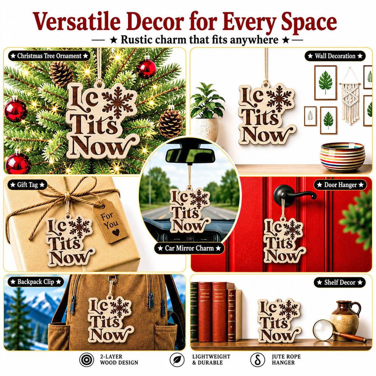 Let It Snow Funny Pun Humor Christmas Ornament, Pun Lover Keepsake, Wood Tree Decoration