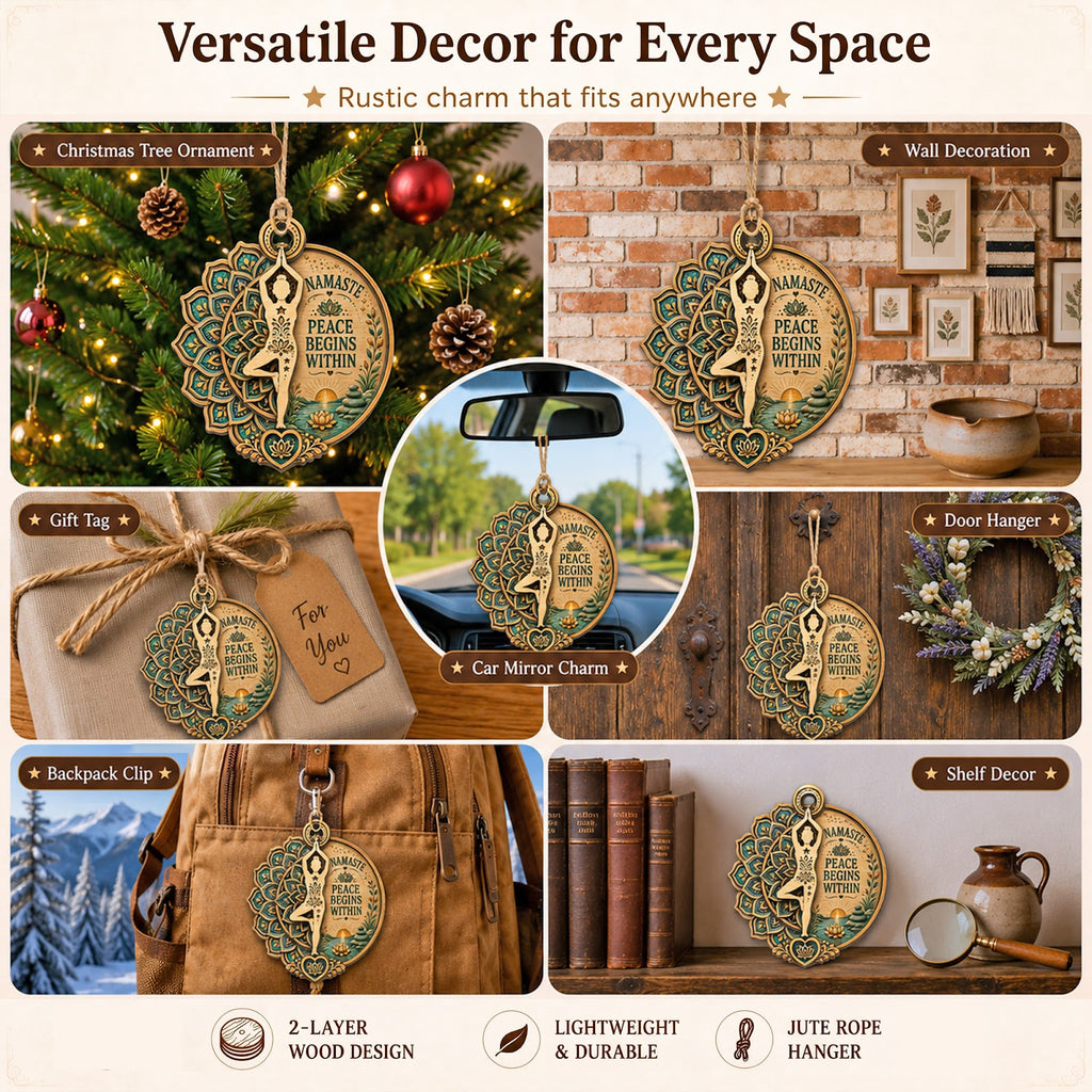 Yoga Mandala Wood Christmas Ornament