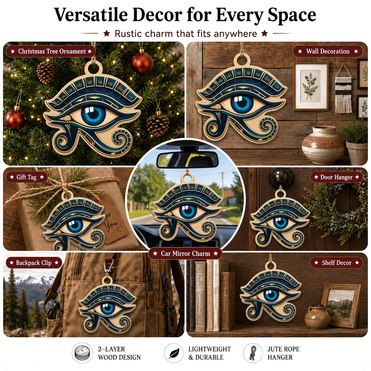 Eye Of Horus Egypt Ancient Myth Christmas Ornament, Egypt Mythology Keepsake, Wood Ornament