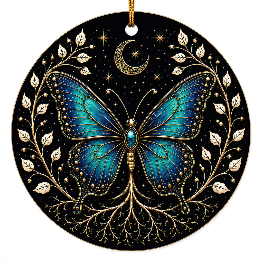 Tree of Life Butterfly design on a glazed ceramic disc. Keepsake for butterfly lovers, and anyone marking a change or a 