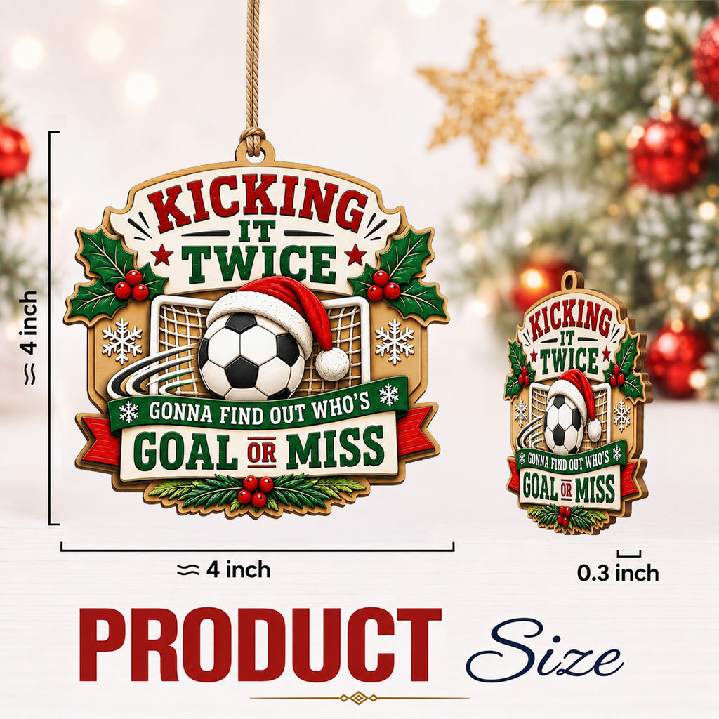 Soccer Santa Hat Wood Christmas Ornament