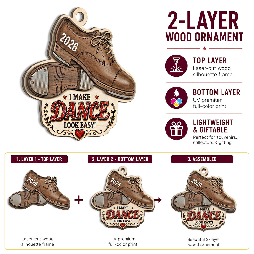 Tap Shoes Wood Christmas Ornament