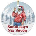 Hipster Santa in Shades Throwing the Horns. Ceramic Gag Keepsake for Tweens, Teens and Meme-Loving Families.
