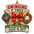 Banner Pairs Bow Tied Bats With A Catchers Mask And Glove On Tan Wood. Great Gift For Baseball Players Coaches And Fans.