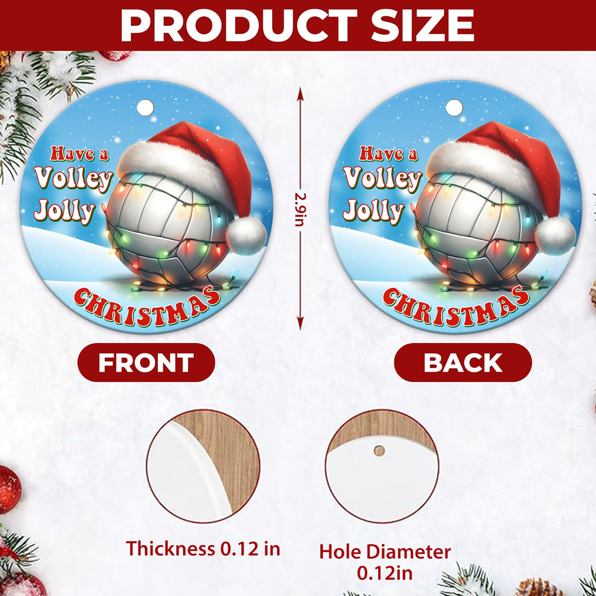 Volleyball Christmas Ornament, Have A Volley Jolly Christmas Gift, Ceramic Tree Decoration