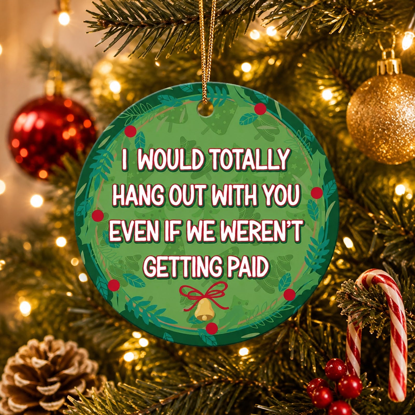 Funny Coworker Christmas Ornament, Office Secret Santa Gift, Ceramic Hanging Tree Decoration