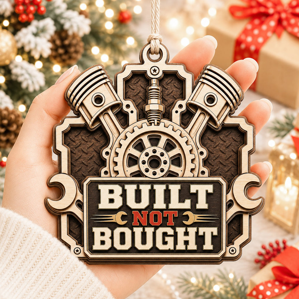 Mechanic Built Christmas Ornament, Father Mechanic Stocking Stuffer, Wood Tree Decoration
