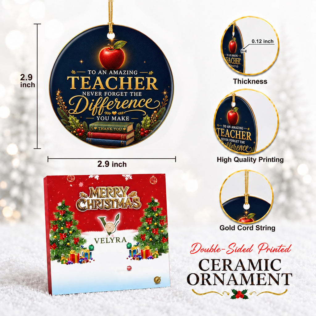 Amazing Teacher Christmas Ornament, Teacher Appreciation Gift, Ceramic Hanging Tree Decoration