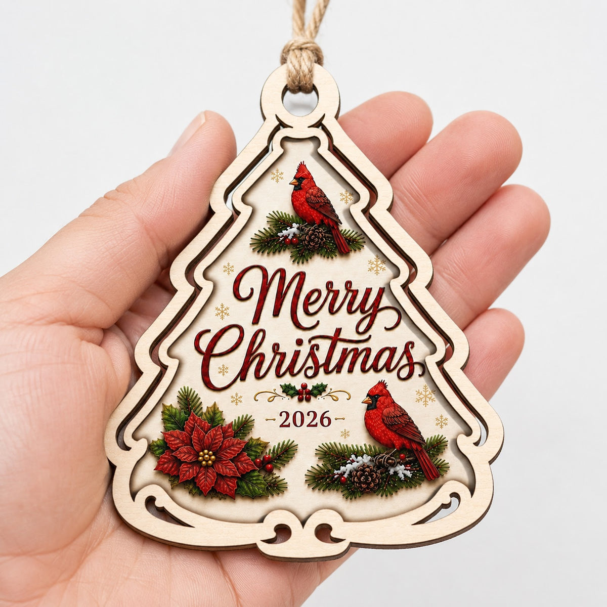 Wonderful Time Holiday Festive Christmas Ornament, Seasonal Stocking Stuffer, Wood Ornament