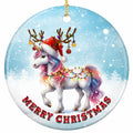 A White Unicorn With a Pastel Rainbow Mane, Gold Horn and Baubled Antlers. Ceramic Keepsake for Girls.