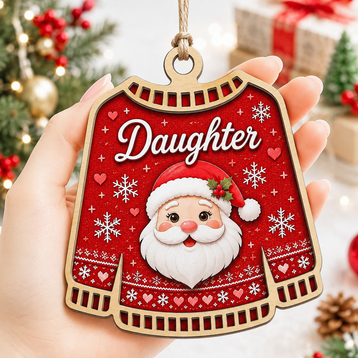 Daughter Christmas Ornament, Sentimental Gift From Mom And Dad, Wood Hanging Tree Decoration