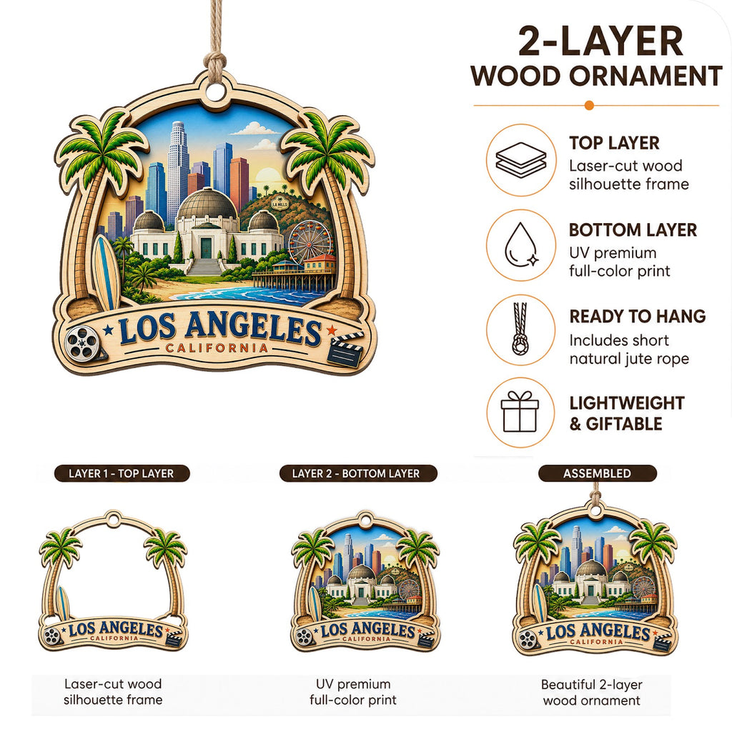 Jerusalem Christmas Ornament, Israel Holy Land Pilgrimage Gift, Wood Hanging Tree Decoration