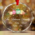 Personalized Family Name Christmas Tree Glass Ornament, Gift for Family