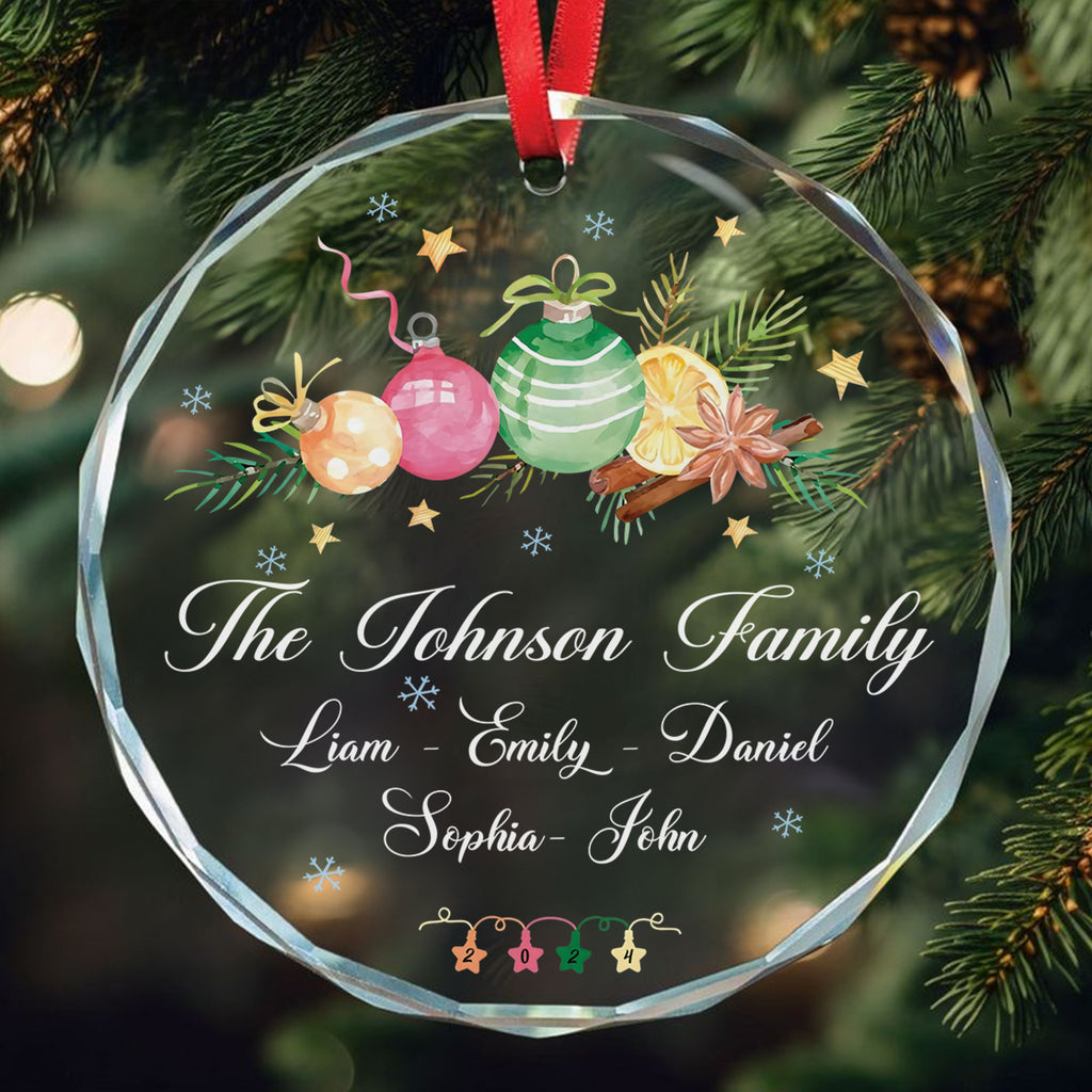 Personalized Family Name Christmas Tree Glass Ornament, Gift for Family - image 2